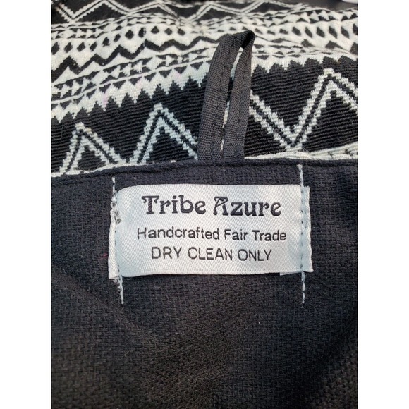 Tribe Azure Shoulder Bag Womens Black White Aztec Cotton Handcrafted Closure Zip - Picture 7 of 10